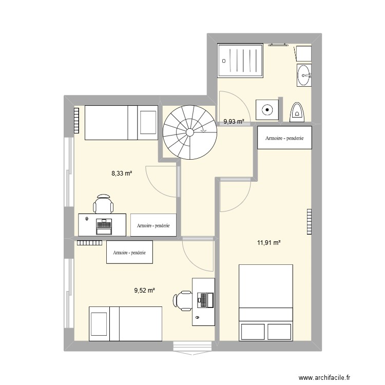 1ER_01. Plan de 4 pièces et 40 m2