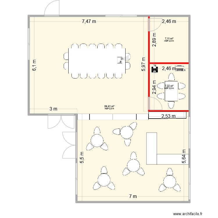 Club House. Plan de 3 pièces et 99 m2