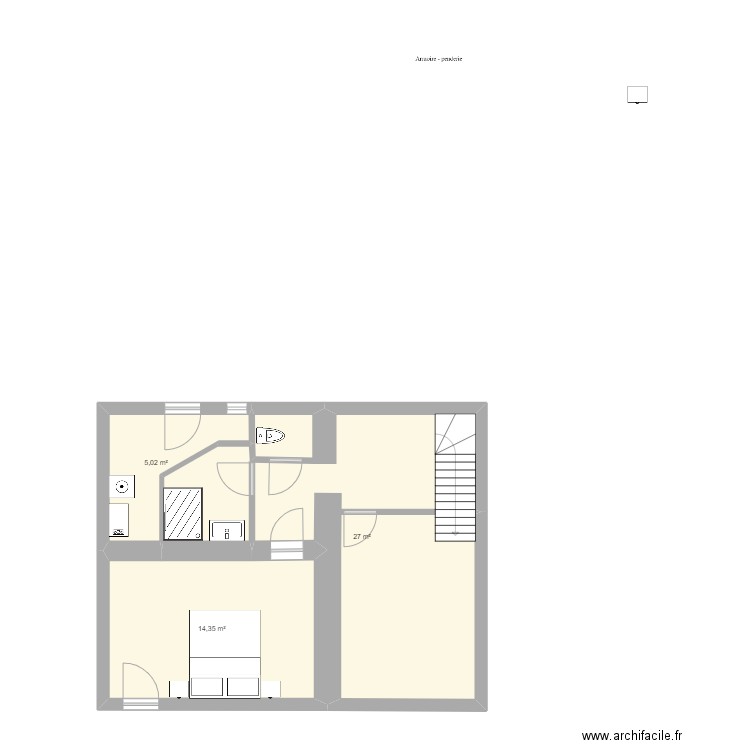 RDC GARAGE v2. Plan de 3 pièces et 46 m2