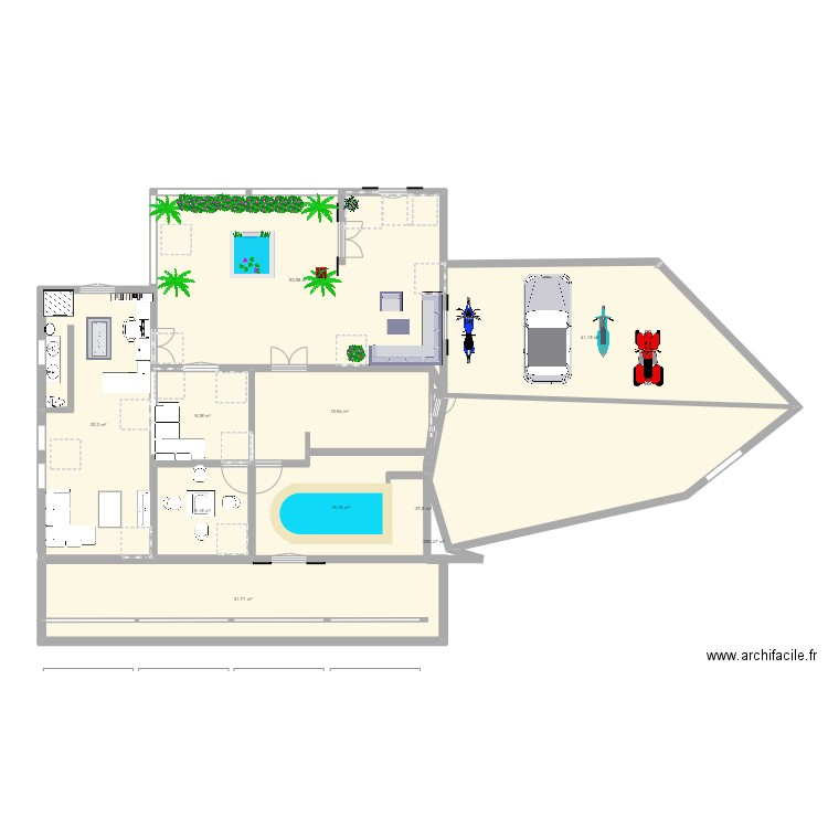 Maison Bel Air. Plan de 44 pièces et 735 m2