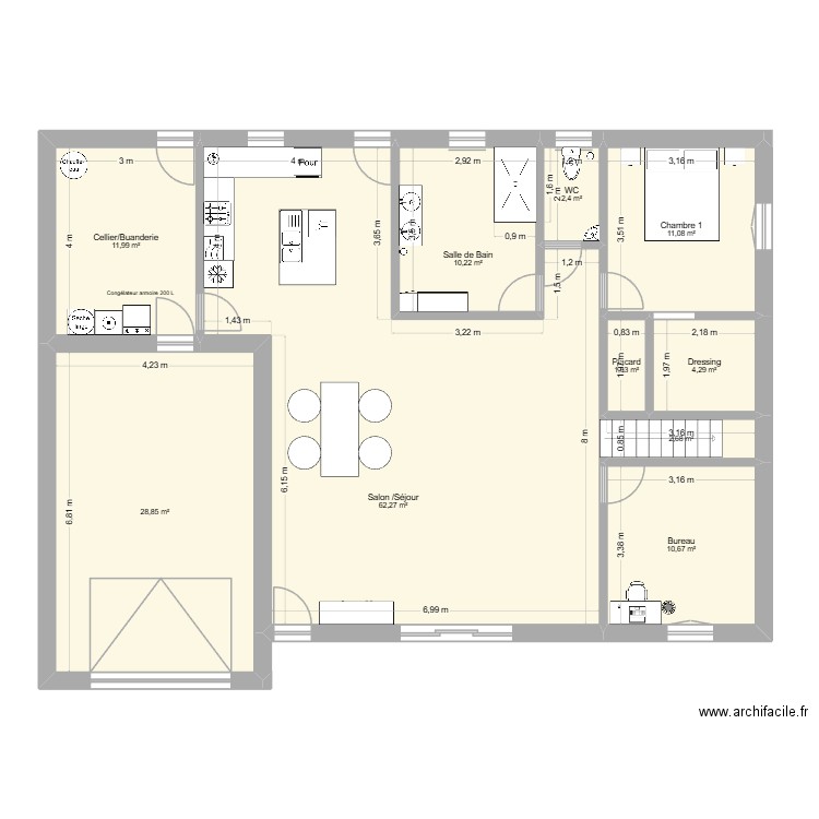 maison 1 Gwen. Plan de 10 pièces et 146 m2