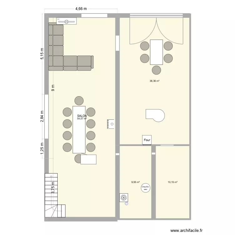 MAISON. Plan de 4 Pièces et 111 m²