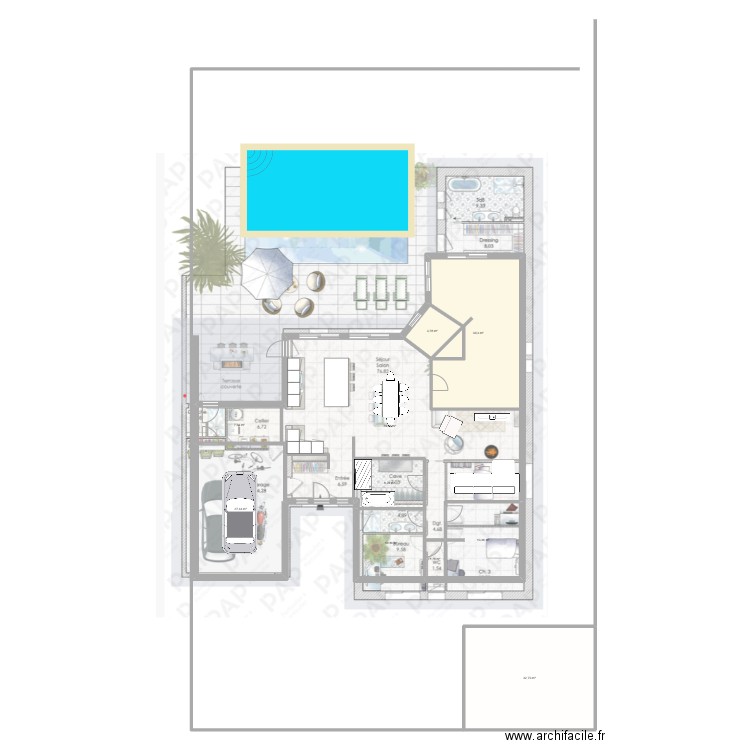 plan 1258. Plan de 10 pièces et 207 m2