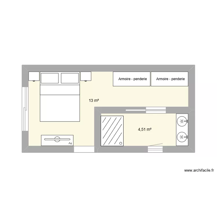 chambre 1. Plan de 2  et 18 m²
