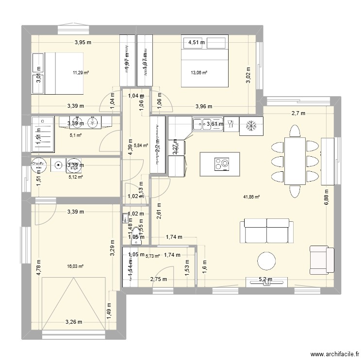 PLAN PAPA MAMAN. Plan de 8 pièces et 104 m2