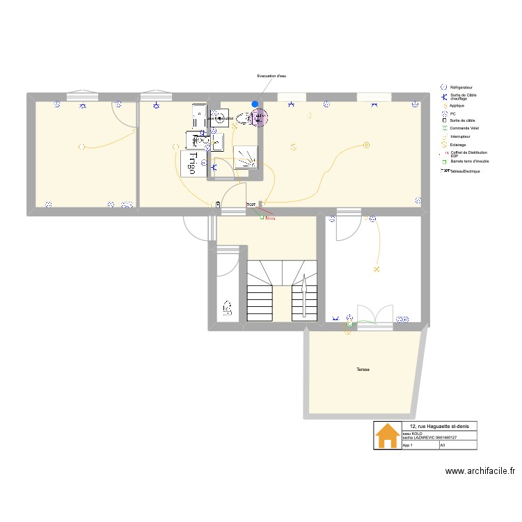12 haguaette. Plan de 6 pièces et 60 m2