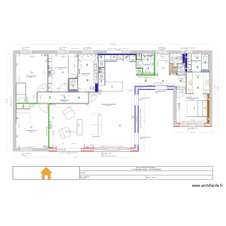 projet  LARQUET/WATIER : am&eacute;nagement 07.07.25. Plan de 