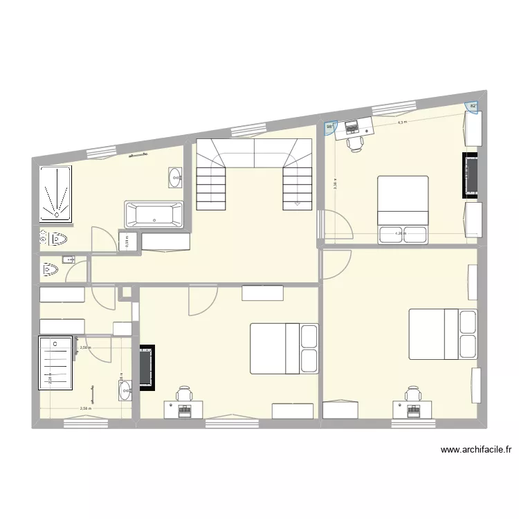 DH - 2eme etage 16/09/26. Plan de 6 Pièces et 92 m² DH - 2eme etage 16/09/26. Plan de 6 Pièces et 92 m²