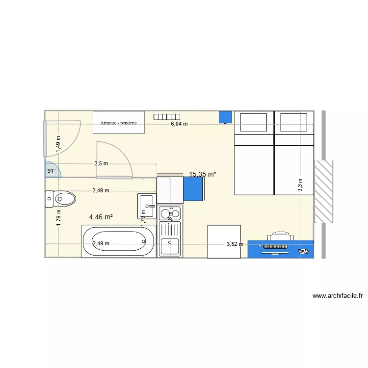 Studio Mayane. Plan de 2 et 20 m² Studio Mayane. Plan de 2 et 20 m²