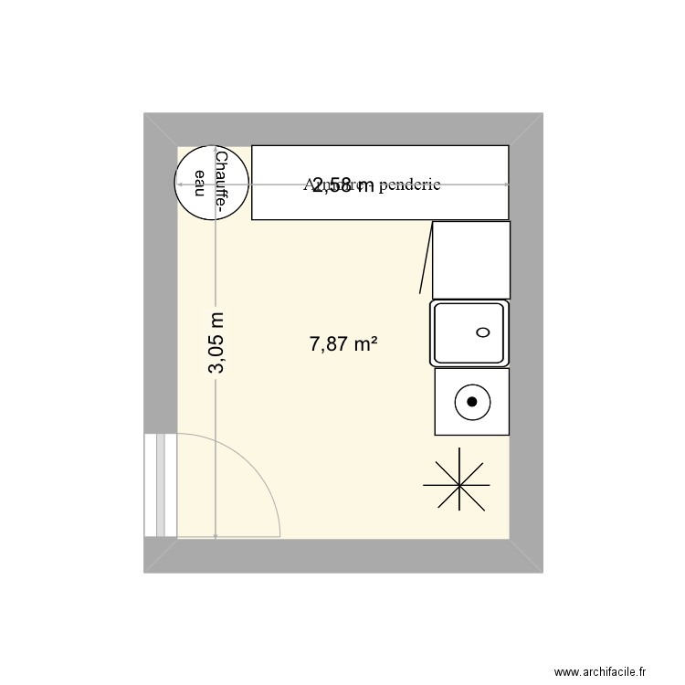 Aspremont3. Plan de 1 pièce et 8 m2