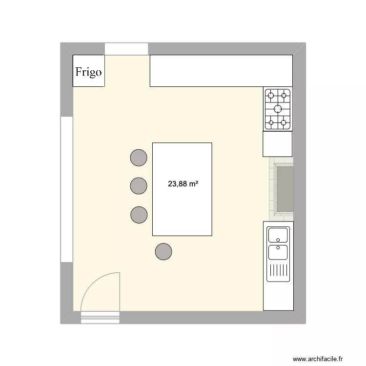 Cuisine option 1. Plan de 1  et 24 m²