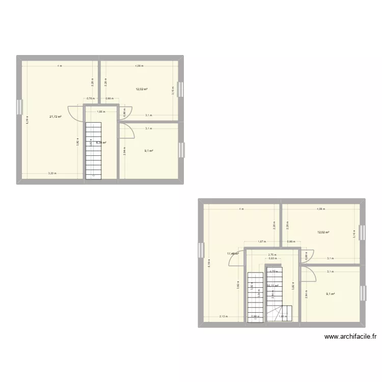 Croix R+2. Plan de 8  et 98 m²