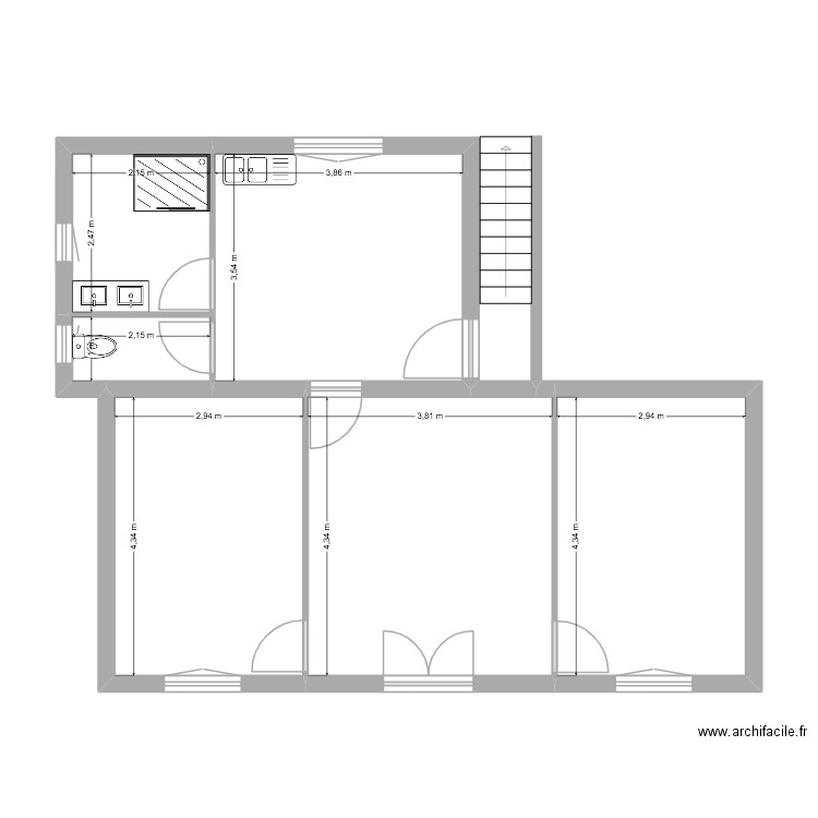 VIGUERIE. Plan de 6 pièces et 63 m2