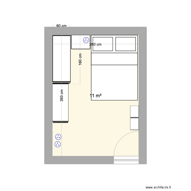 Helene. Plan de 1 pièce et 11 m2