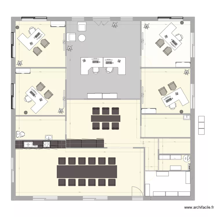 BUREAUX COURLAOUX MEUBLE AVEC CUISINE. Plan de 11 Pièces et 184 m²