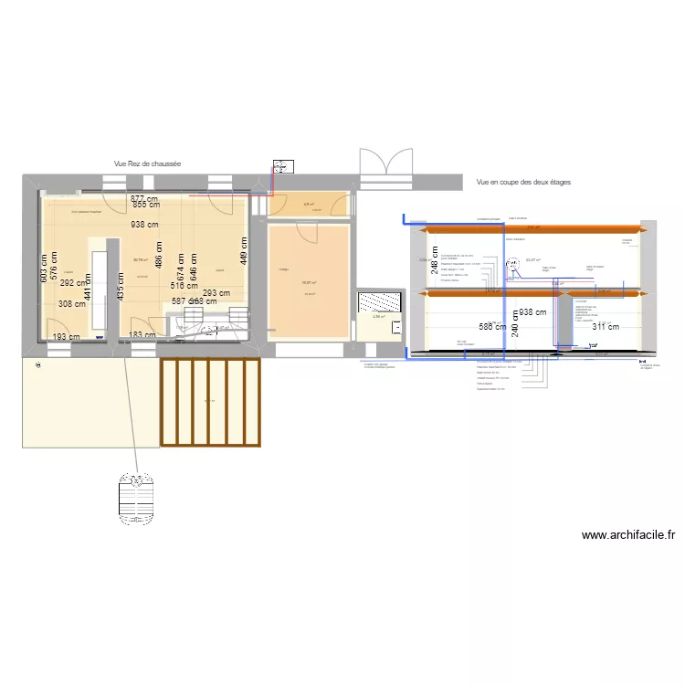 PLAN  AUX COTES evacuations. Plan de 