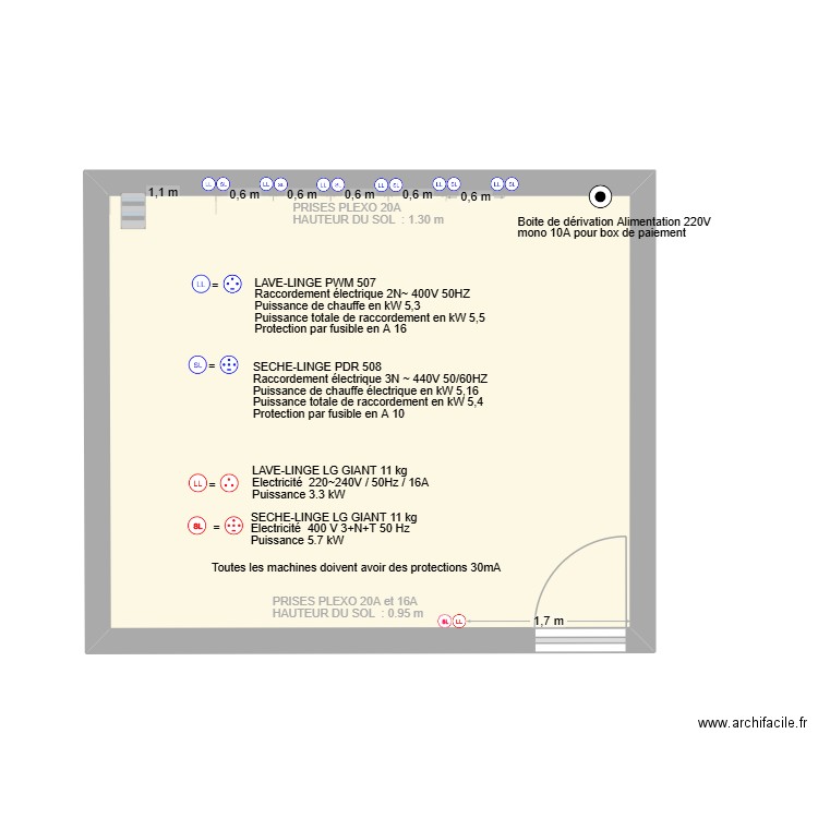 PLAN ELEC MATERIEL BUANDERIE. Plan de 1 pièce et 24 m2