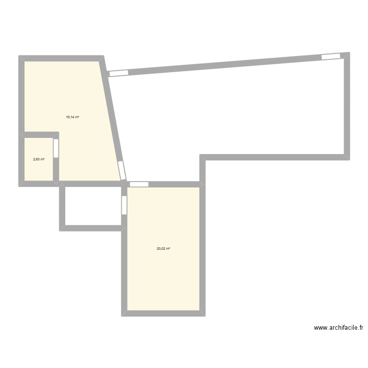 LocGambV1. Plan de 3 pièces et 42 m2