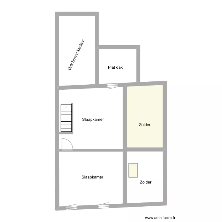 Kortrijk Heirweg 153 - bovenverdieping. Plan de 2  et 13 m²
