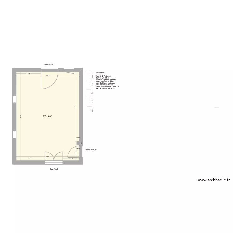 Rdc Cuisine. Plan de 1  et 27 m²