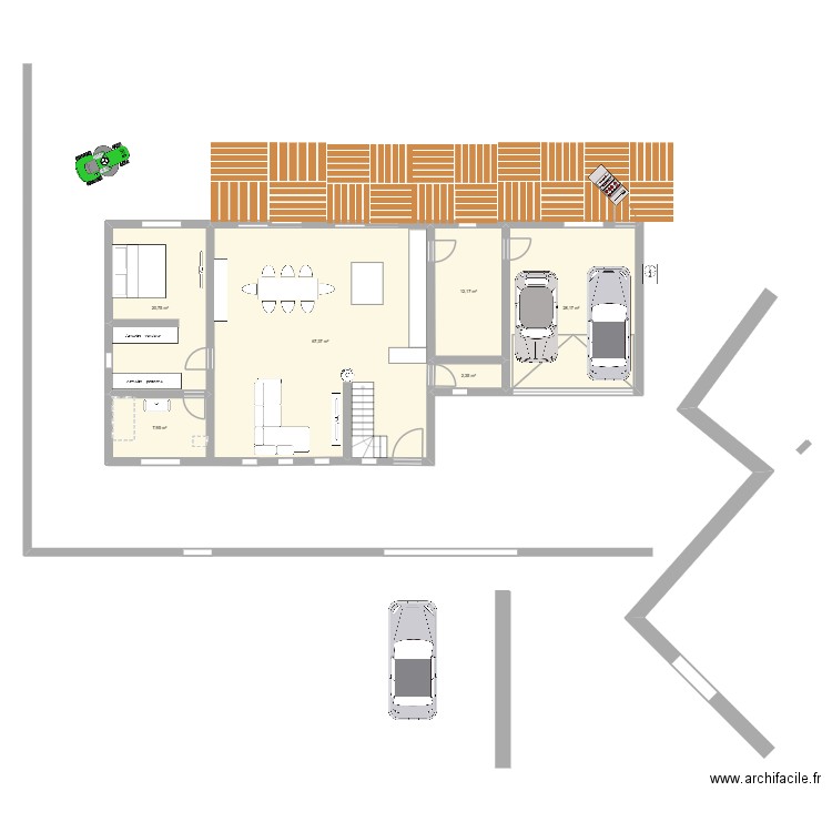 plan 2 rdc. Plan de 6 pièces et 139 m2