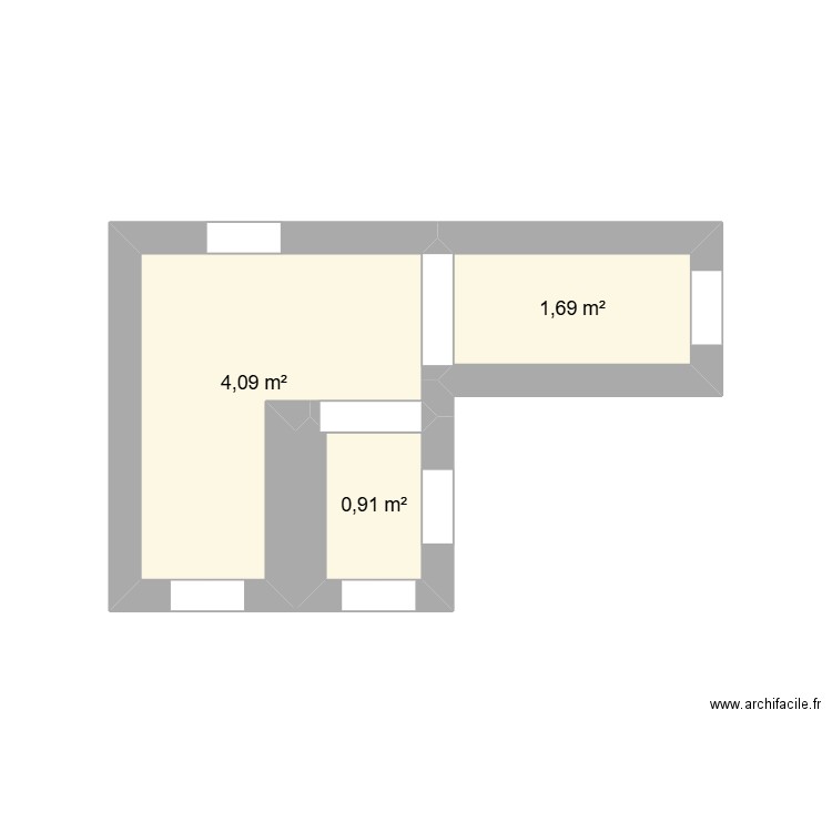 bunker. Plan de 3 pièces et 7 m2
