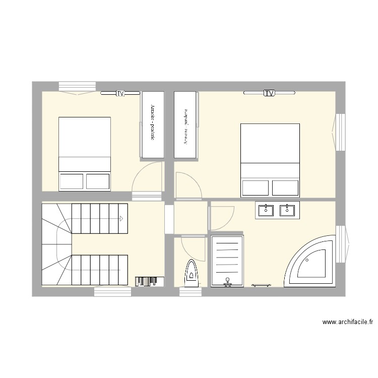 vic etage. Plan de 4 pièces et 18 m2