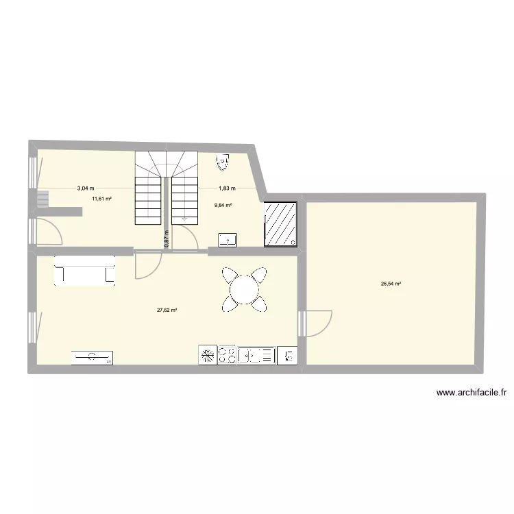 RDC Studio Patou. Plan de 4  et 76 m²