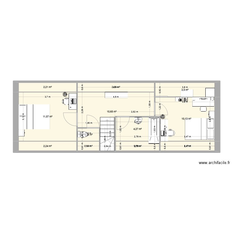 Plan 1er. Plan de 12 pièces et 53 m2