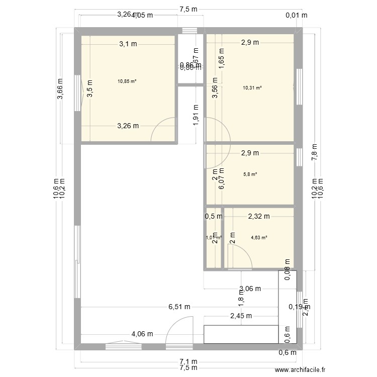 GrandRieu. Plan de 5 pièces et 33 m2