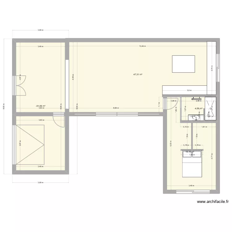 dima. Plan de 4  et 100 m²
