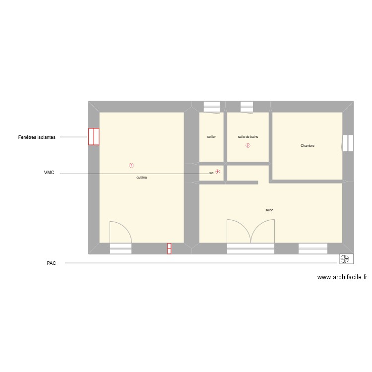 MALLEIN RDC étape 1. Plan de 6 pièces et 88 m2
