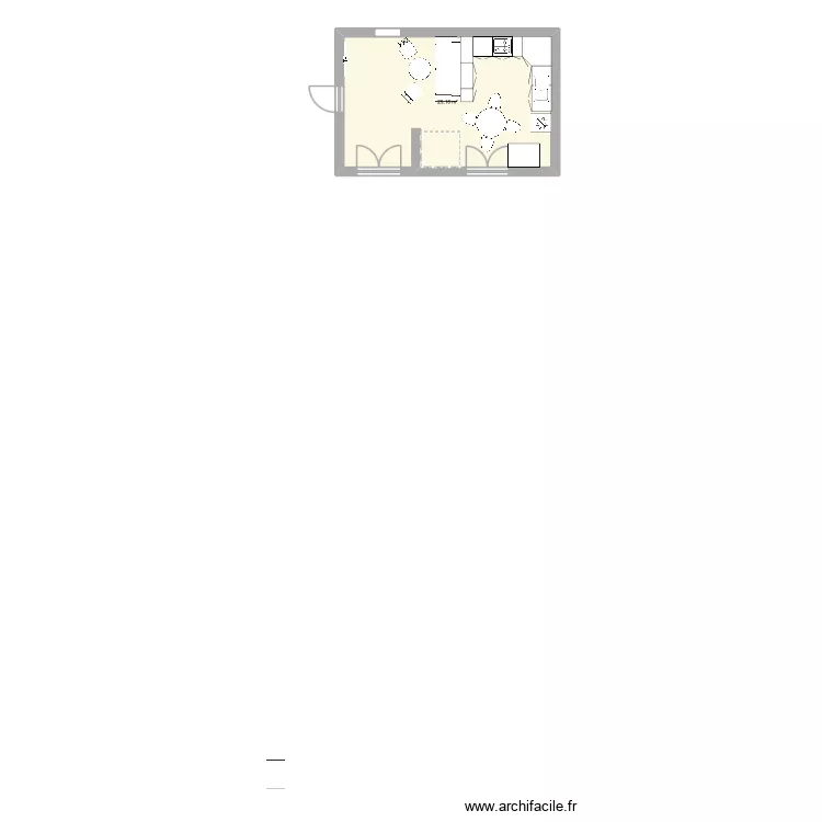 Kiitchen. Plan de 1  et 25 m²