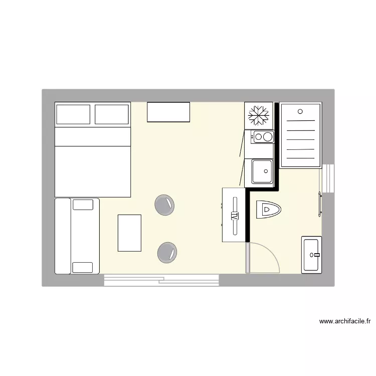 La cabane de la plage. Plan de 1  et 20 m²