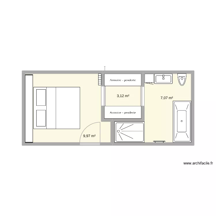 chambre rdc finalis&eacute;. Plan de 3  et 20 m²