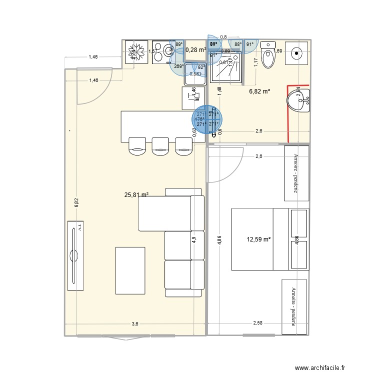 clement. Plan de 4 pièces et 45 m2