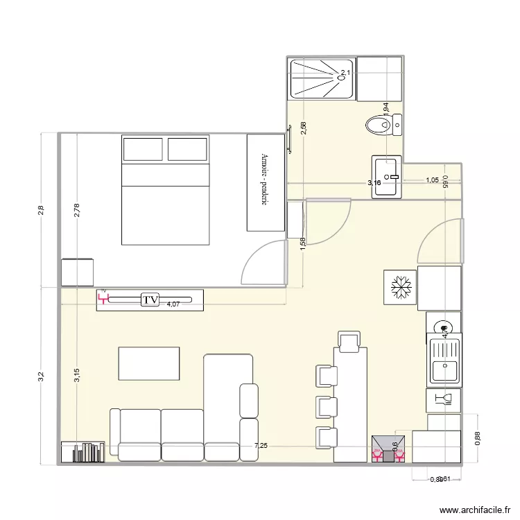 clement. Plan de 2  et 34 m²