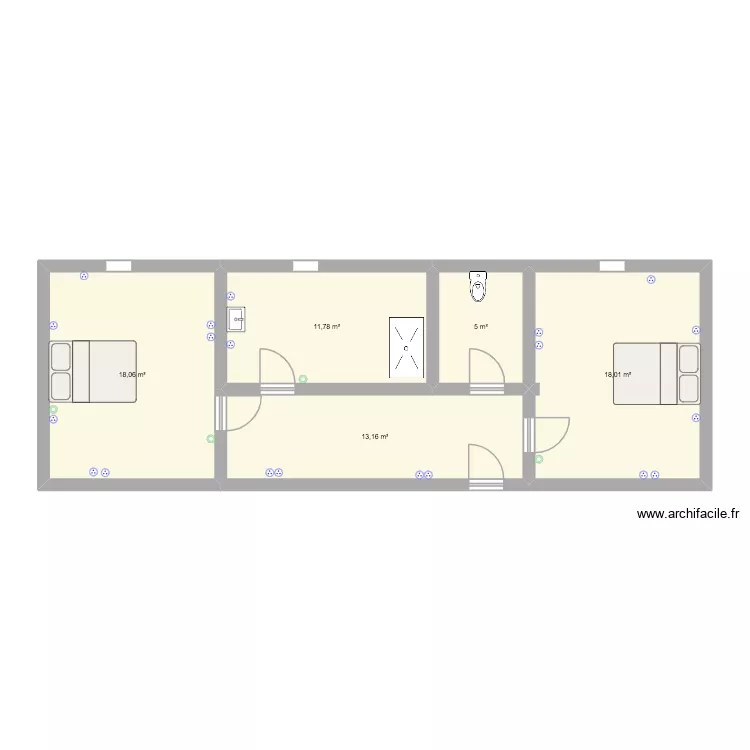 comble. Plan de 5  et 66 m²