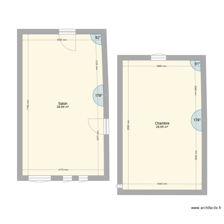 mauget 2. Plan de 2 pièces et 56 m2