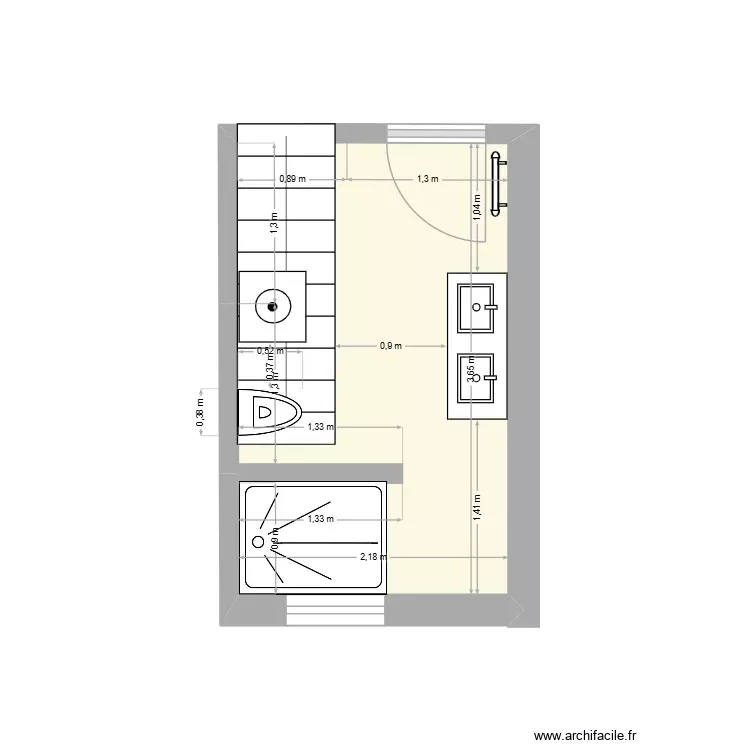 salle de bain (avec escalier). Plan de 1 Pièce et 8 m² salle de bain (avec escalier). Plan de 1 Pièce et 8 m²