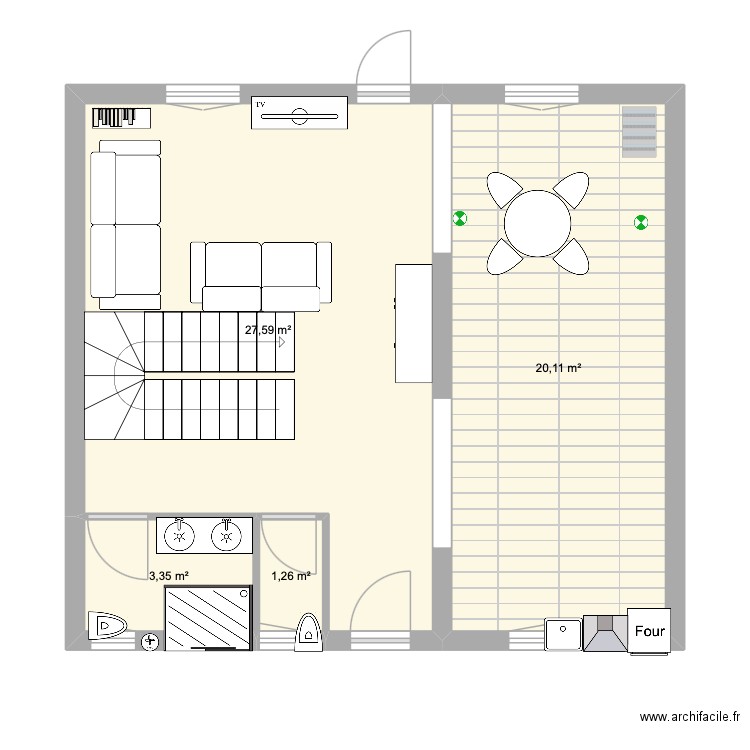 Maison  Amédée Rey. Plan de 4 pièces et 52 m2