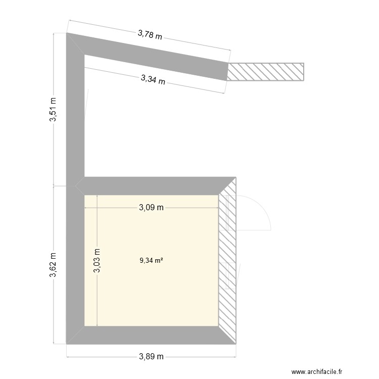 ingrandes extension2. Plan de 2 pièces et 19 m2