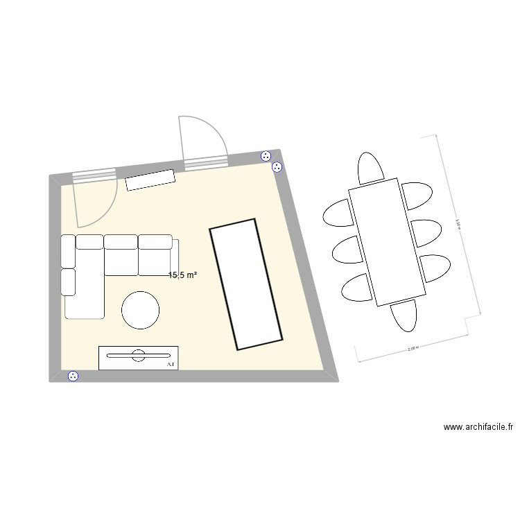 clara a tord. Plan de 1 pièce et 16 m2
