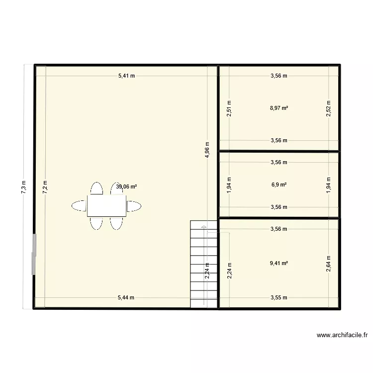 maison 1. Plan de 4 pièces et 64 m²