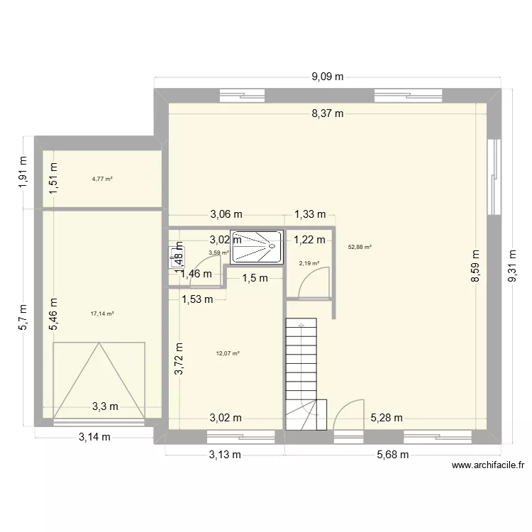 vilain. Plan de 15  et 162 m²