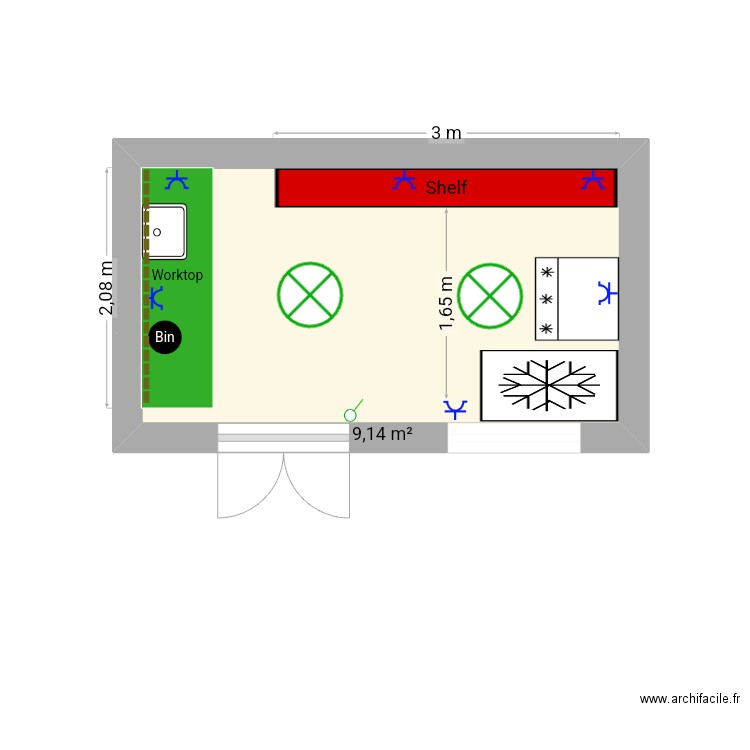 Hunting Room New. Plan de 1 pièce et 9 m2
