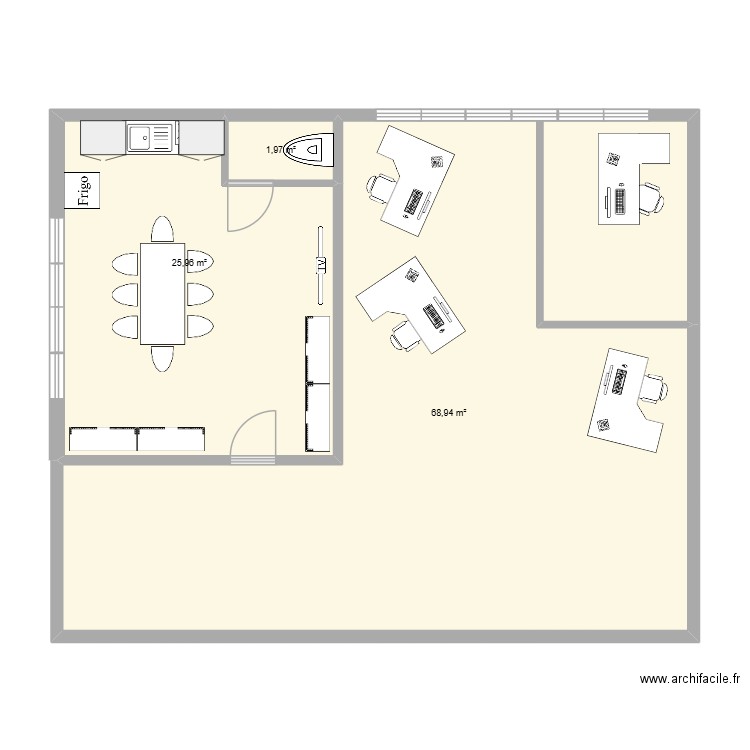 Plan amménagement 1. Plan de 3 pièces et 97 m2