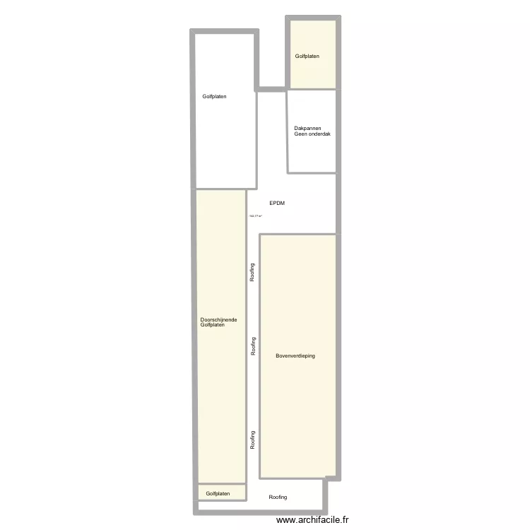 Dakplan benedenverdieping Otegem. Plan de 