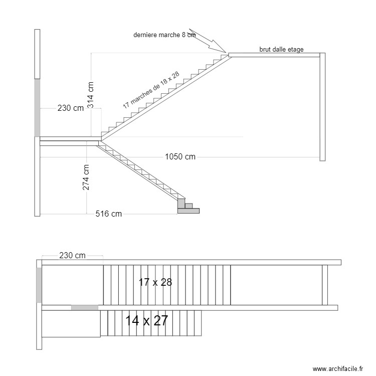 escalier . Plan de 0 pièce et 0 m2