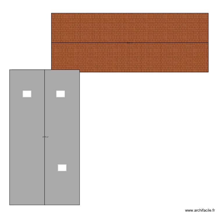 plan toiture. Plan de 2  et 176 m²